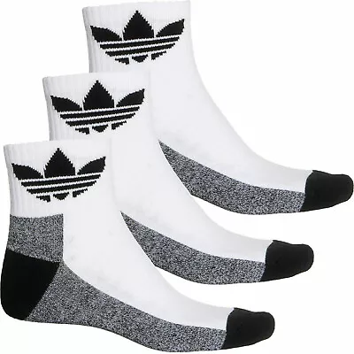 Adidas Mens 3-Pair Quarter Socks Size: 6-12 White/Black 3-Pack • $17.99
