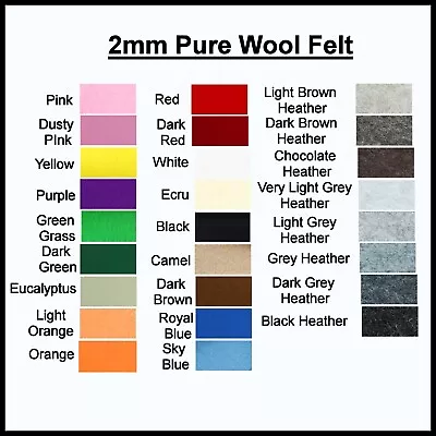 2mm Premium Australian 100% Wool Felt - Safe For Children - Choose Your Color • $7.80