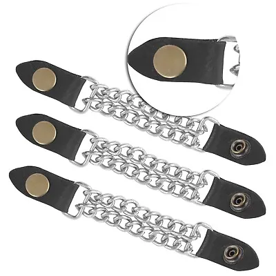 Motorcycle Vest Extenders Plain 7  Inch Long Chain Chrome With Leather • $8.99