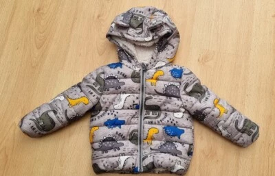 £1.99 • Buy FRED & FLO F&F Grey Padded Dinosaur Puffa Jacket Age 9-12 Months