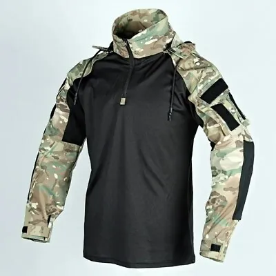 Mens Combat Camouflage Jacket Outdoor Tactical Survival Coat Army Shirt Top UK • £29.95