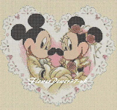 £4.50 • Buy Cross Stitch Chart Mickey Mouse Minnie -wedding 5 Flowerpower37-uk
