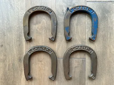 Vintage Set Of 4 - Champ Brand Cast Iron Pitching Horseshoes #1 & #2 Pairs • $39.83