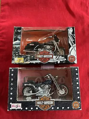 2  Lot Maisto Harley Davidson Motorcycles 1:18  Diecast New In Boxes Softail VTG • $14.99