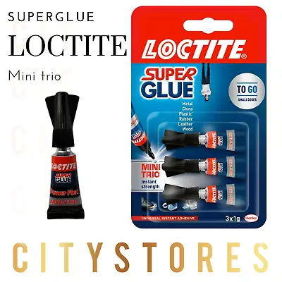 Loctite Super Glue Mini Trio Strength High Adhesive Metal Plastic Rubber A1 • £2.97
