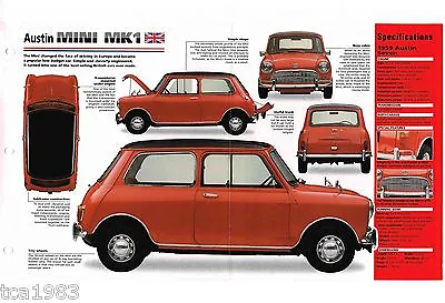 Austin MINI MK.1/7 SPEC SHEET / Brochure / Catalog: 1959196019611962 • $12.99