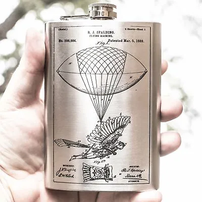 8oz Steampunk Flying Man Stainless Steel Flask • $14.99