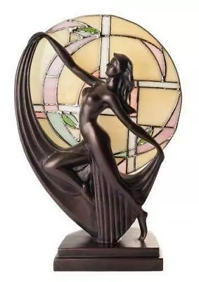 Art Deco Dancer Bronze Lady Figure Lamp Stained Glass Window Tiffany Style • £129.95