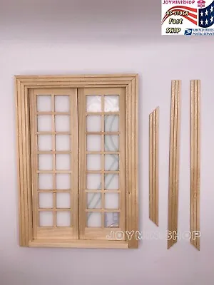  Miniature 1/12 Double Door French Wooden Dollhouse Housework Can Be Painted Dec • $13.95