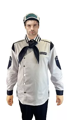 One Piece KOBY MARINE CAPTAIN SHIRT With Cap & Scarf Uniform Costume Halloween • $69.90