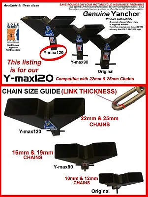 Motorcycle Security Ground Anchor Concrete In Genuine Y-max120 Fits 25mm Chains • £129.99
