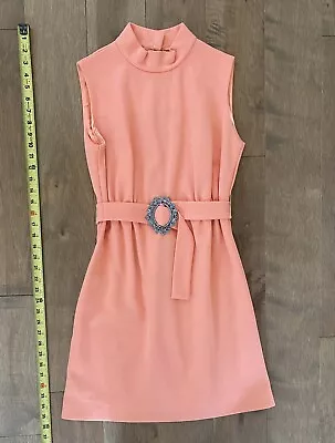 Vintage 1960s Mod Sheath Dress Size Small Coral/pink Some Blemishes • $18