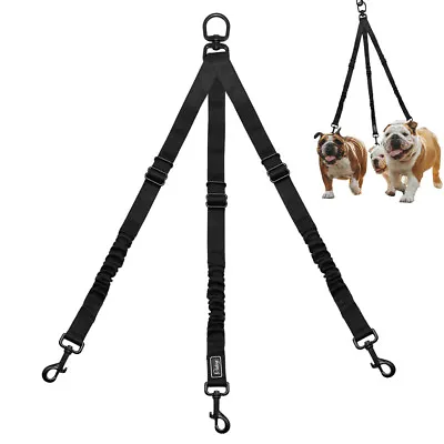 Black 3 Ways Dog Lead Coupler Pet Puppy Leash Adjustable For Three Dogs Walking  • £20.39