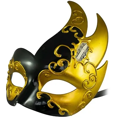 MEN WOMENS Phantom MASQUERADE Mask | BLACK GOLD FILIGREE Venetian | Fancy Dress  • £7.99