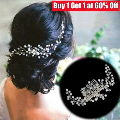 £4.39 • Buy Wedding Hair Pins Bridesmaid Crystal Diamante Pearls Bridal Clips Grips White