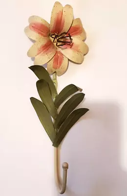 Vintage Italian Metal Tole Lily Flower Wall Hook • $14.99