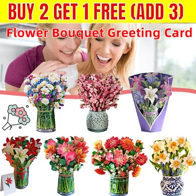 Mother's Day Gift -3D Up Flower Bouquet 3D Pop Up Flower Greeting Cards US • $8.88