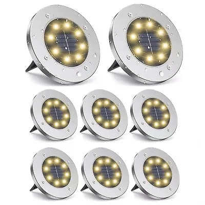 8PCS 8 LED Solar Garden Lights Outdoor Waterproof Lights Disk Landscape Lights • $19.99