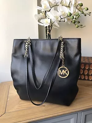 Michael Kors Black Genuine Leather Handbag Over The Shoulder Two Strap Tote Bag • £67