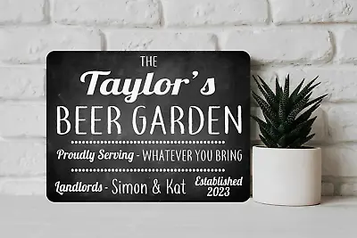 Personalised Black Pub Beer Garden Metal Wall Sign Gift Present Landlord  • £6.99