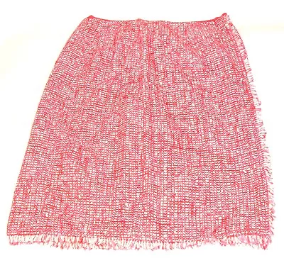 Vintage Skirt W Worth Red Fringed Checked 0 Cotton Wool Blend Plaid USA Classic • $17.95