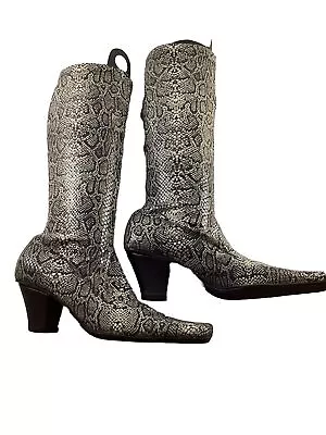 Fausta Moretti Made In Italy Vero Cuoio Womens Size 37 Snake Skin Leather Boots • $15.93