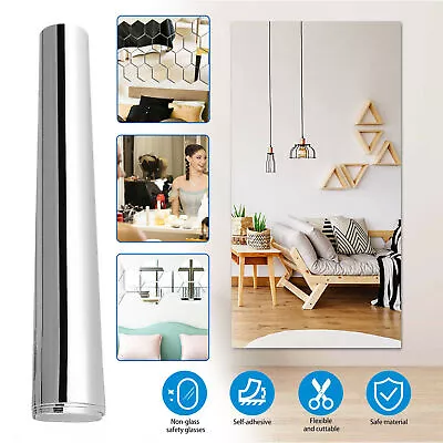 Flexible Mirror Wall Sticker Roll Self Adhesive Mirror DIY Decor Bathroom Mirror • $19.97