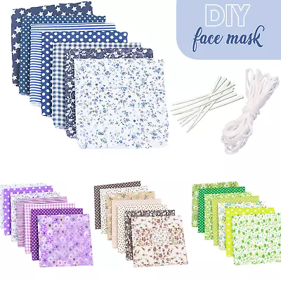 25cmx25cm 100% Cotton Fabric Assorted 7pcs Pre-Cut Quarters Bundle DIY Decor • £1.99