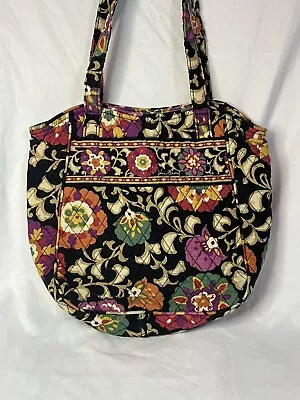 Vera Bradley Retired Suzani Winter 2011 Handbag Tote Bag Purse Black Floral • $10.99