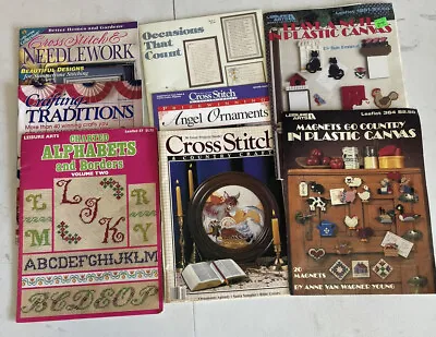 Cross Stitch Needlepoint Books Crafting Lot Of 8 Books Magazines Vintage • $8.49