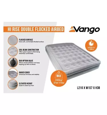 Vango Hi Rise TALL Double Airbed Occasional Spare Bed Camping Mattress 40cm Deep • £59.90