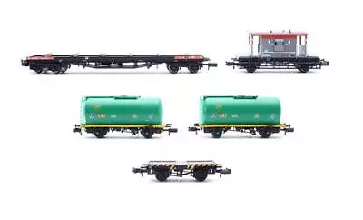 Graham Farish 'n' Gauge Rake Of 5 Assorted Tanker/conflat & Bogie Bolster Wagons • £79.50