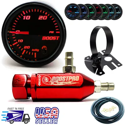 Manual Boost Controller KIT RED MBC 0-30PSI Turbo - 7 Color Boost Gauge & Mount • $44.87