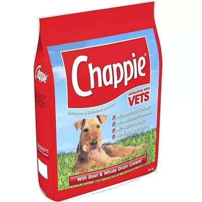 Chappie Adult Dog Food 100% Complete Beef And Wholegrain Low Calorie Cereal 15kg • £57.99