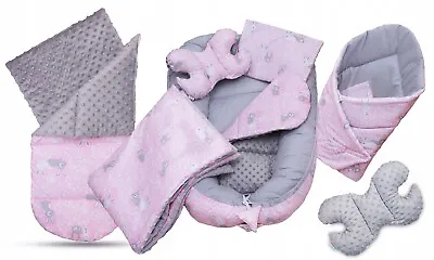 Baby 6pcs Double-sided Soft Cocoon Bed Cushion GREY/BUNNY PINK • £44.99