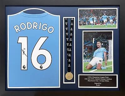 Framed Rodri Signed Manchester City 21/22 Football Shirt See Proof & Coa Rodrigo • $479.91