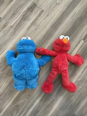 KAWS X Sesame Street UNIQLO Elmo And Cookie Monsters Plush Toy BNWT • $99.97