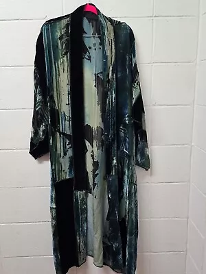 EGO ORIGINALS ART-T0-WEAR  SILK Velvet KESA KIMONO Green Black NWT 48  • $507.84