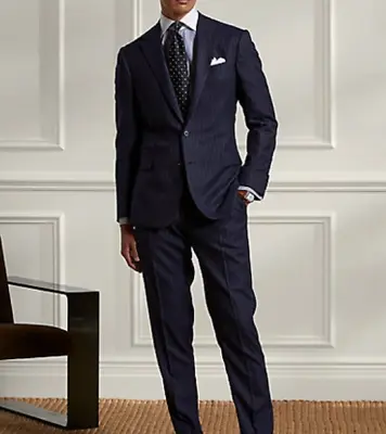 2022 JOS A BANK *SIGNATURE* Navy Blue Pin Stripe Full Suit 38R Wool • $69.99