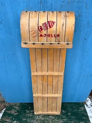 Vintage Wooden Toboggan Sled 47  Long Signed APOLLO • $99.98