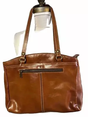 PATRICIA NASH Tote Shoulder Bag Full Grain Leather Brown  Top Zip NEW • $64.99