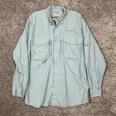 Cabelas Guidewear LS Button Shirt Men's Med Blue Vented Zip Pockets UPF 40 GXII • $14.99