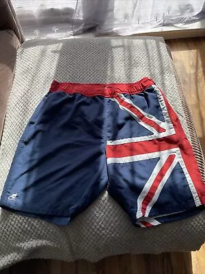 Kangol Shorts Mens Large Blue White Red Union Jack Football Gym Swim Swimming • £10