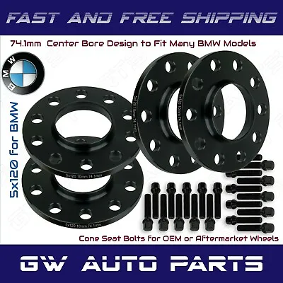 $109.85 • Buy 4 10mm  BMW 5x120 Wheel Spacers Kit CB 74.1mm With Bolts Fits Model E39