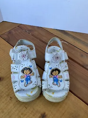 Vintage Dora The Explorer Girls Open Toe Sandle Shoes Youth Size 9 Flowers New • $16