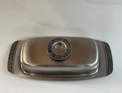 Vtg Stainless Butter Dish Made In Japan. Ornate Mid Century Modern MCM • $23