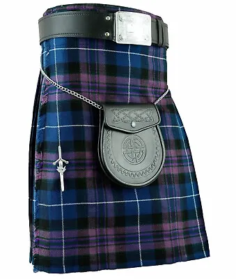 Scottish Mens Pride Of Scotland Kilt 16oz Skirt Dress 8 Yard Tartan Kilts • £33.99