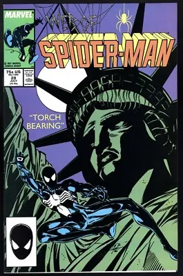 Web Of Spider-Man #28 Marvel (1987)  Black Costume & Statue Of Liberty CVR • $4.90