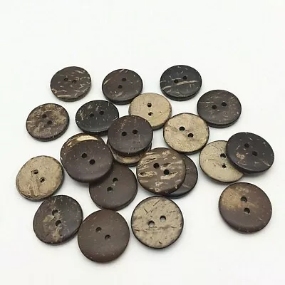 Pkg Of 10 BROWN 2-hole Coconut Shell Buttons 11/16  (18mm) Craft (1800) • $3.85
