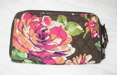 Vera Bradley VGC English Rose Zip Around Wallet Wristlet Bifold Wristlet Brown • $19.98